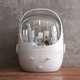 Portable Dust-proof Transparent Round Cosmetic Drawer Type Storage Box( Small Pearl White )