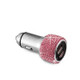 Car Diamond Aluminium Alloy QC3.0 Dual USB Quick Charger(Pink)