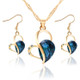 Cute Heart Shaped Crystal Stud Necklace Jewellery Set(Blue)