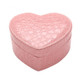 Two-layer Heart Shape Small Jewelry Box Synthetic Leather Rings and Earrings Mirrored Travel Storage Case(Pink)
