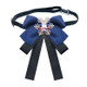 Women Snowflake Shape Colored Rhinestone Bow-knot Bow Tie Brooch Clothing Accessories, Style:Tie Belts Version(Dark Blue)