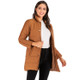 Women Solid Color Short Down Jacket (Color:Brown Size:M)