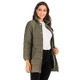 Women Solid Color Short Down Jacket (Color:Green Size:XXL)