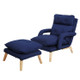 F3 Lazy Sofa Armrest Bedroom Leisure Japanese Folding Fabric Lounge Chair (Dark Blue)