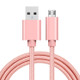 1m 3A Woven Style Metal Head Micro USB to USB Data / Charger Cable, For Samsung / Huawei / Xiaomi / Meizu / LG / HTC and Other Smartphones(Rose Gold)