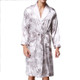 Men's Long Paragraph Silk Pajamas (Color:Grey Size:XXXL)