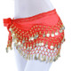 Lady Belly Dance Hip Scarf Accessories 3-Row Belt Skirt Bellydance Waist Chain Wrap Adult Dance Wear(Red)