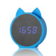 Creative Cat Shape Children Environmental Protection Silicone Wooden Silent LED Electronic Alarm Clock, Style:Ordinary(Blue Light + Blue)