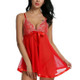 3 PCS Sexy Perspective Mesh Girth Nightdress, Size:M(Dark Red)