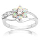 925 Silver Women Opal Flower Ring Jewelry, Ring Size:9(White)