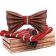 4 in 1 Men 3D Emboss Wood Bow-knot + Pocket Square Towel + Wood Box + 2 Cufflinks Set(T248-C4)