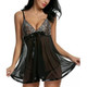 3 PCS Sexy Perspective Mesh Girth Nightdress, Size:L(Black)