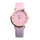 OKTIME WOK13402 2 PCS Retro Gradient Color Design Leather Belt Quartz Watch for Men / Women( the rose gold shell is under the purple)