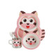 5 PCS /Set Baby Cute Raccoon Feeding Food Dishes Kids Dinnerware(Pink )