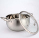 Thickened Bottom Stainless Steel Soup Pot With Double Handle  Glass Cover Non-stick Pan, Size:22cm
