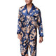 Men Long Sleeve Pajamas Set (Color:Blue Size:XL)