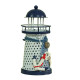 2 PCS Mediterranean Style Round Hole tin Lighthouse Candlestick Home Desktop Decoration Wrought Iron Candlestick(Anchor)