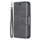 Retro Lambskin Texture Pure Color Horizontal Flip PU Leather Case for iPhone X / XS, with Holder & Card Slots & Wallet & Lanyard(Black)