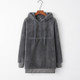 Long-sleeved Hooded Solid Color Women Sweater Coat (Color:Dark Gray Size:XL)