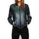 Women Wild Casual Sequin Jacket Short Coat (Color:Blue Size:XXL)