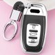 TPU One-piece Electroplating Full Coverage Car Key Case with Key Ring for Audi A4L / A6L / Q5 (Old) (Silver)