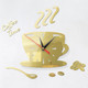2 Sets Home DIY 3D Stereo Decorative Fashion Coffee Wall Clock Acrylic Mirror Wall Sticker Coffee Clock(Light Gold)
