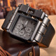 Oulm 3364 Men Square Dial Leather Belt Quartz Watch(Black)