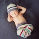 Children Photography Clothing Hand-knitted Striped Wool Hat + Trousers(Color )