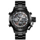 SKMEI 1515 Men Fashion Hip Hop Style Dual Display Electronic Watch Stainless Steel Watch(Black)