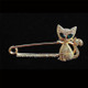 2 PCS Cute Green-Eyed Kitten With Drill Brooch(Gold)