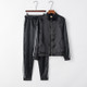 Long Sleeve Round Neck Casual Trousers Sports Suit (Color:Black Size:M)