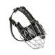 Steel Cage Style Dog Basket Wire Muzzle Protective Snout Cover with Leather Strap, Size: L