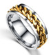 Punk Rock Stainless Steel Rotatable Chain Rings, Ring Size:10(Gold)