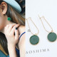 Round Small Fresh Girl Earrings Fashion Personality Vintage Long Earrin(green)