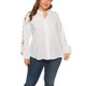 Bird Pattern Lace Stitching Loose Shirt (Color:White Size:XXL)