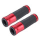 2 PCS Motorcycle Universal  Net Texture Metal Right and Left Handle Bar Grips with Rubber Cover(Red)