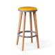 Creative Wooden High Stool Modern Minimalist Bar Chair(Gray Circle - Yellow Pattern PU)