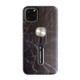 For iPhone 11 Pro Marble Shockproof Multi-functional Invisible Ring Holder Protective Case with Vehicle Magnetic Sheet(Black)