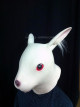 Popular Lovely Halloween Mask Masquerade Emulsion Rabbit Mask with Villus Ears for Men and Women