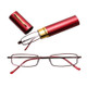 Reading Glasses Metal Spring Foot Portable Presbyopic Glasses with Tube Case +1.00D(Red )