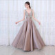 V-neck Sequin Dress Banquet Annual Evening Dress, Size:S(Apricot)