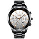 FNGEEN 5012 Men's Waterproof Luminous Imitate Six-needle Design Watch(Black steel white)