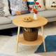 Creative Round Coffee Table Bedside Table Modern Minimalist Double Side Table, Size:60x52cm, Color:Beech