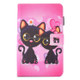 For Galaxy Tab A 7.0 (2016) / T280 Lovely Cartoon Cat Couple Pattern Horizontal Flip Leather Case with Holder & Card Slots & Pen Slot