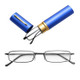 Reading Glasses Metal Spring Foot Portable Presbyopic Glasses with Tube Case +2.50D(Blue )