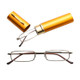 Reading Glasses Metal Spring Foot Portable Presbyopic Glasses with Tube Case +2.50D(Yellow )
