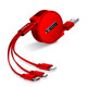 CAFELE 3 In 1 8 Pin + Micro USB + Type-C / USB-C Charging Data Cable, Length: 1.2m(Red)