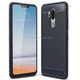 For LG G7 ThinQ Brushed Texture Carbon Fiber Shockproof TPU Protective Back Case (Navy Blue)