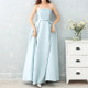 Satin Long Bridesmaid Sisters Skirt Slim Graduation Gown, Size:L(Ice Blue D)