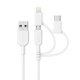 ANKER 3 in 1 8 Pin + Micro USB + USB-C / Type-C Interface MFI Certificated Charging Data Cable for iPhone 8 Plus / 8(White)